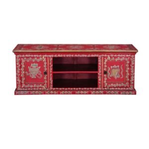 Hand Painted Pandora TV Unit Console With 2 Doors and 2 Shelves