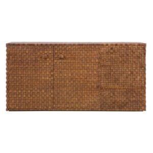 Indian Inspired Tribal Solid Wood Brown Sideboard With 2 Door 3 Drawer Large